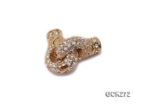 15.5x30mm 18K Gold-plated Copper Clasp Inlaid with Shiny Zircons
