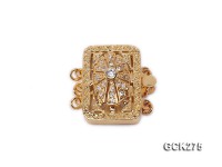15.5x19mm 18K Golden Gold-plated Clasp Inlaid with Shiny Zircons
