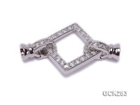 19x35mm 18K White Gold-plated Clasp Inlaid with Shiny Zircons
