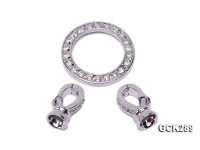 22x40mm 18K White Gold-plated Clasp Inlaid with Shiny Zircons