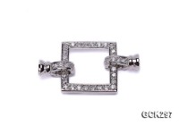 20x40mm 18K White Gold-plated Clasp Inlaid with Shiny Zircons