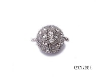 14.5mm 18K White Gold-plated Magnetic Ball Clasp Inlaid with Shiny Zircons