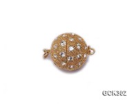 14mm 18K Golden Gold-plated Ball Clasp Inlaid with Shiny Zircons