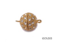 14.5mm 18K Golden Gold-plated Ball Clasp Inlaid with Shiny Zircons