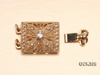 14x17mm 18K Golden Gold-plated Clasp Inlaid with Shiny Zircons