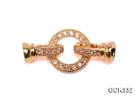 14x30mm Golden 18K Gold-plated Clasp Inlaid with Shiny Zircons