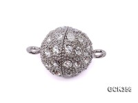12mm 18K Gold-plated Magnetic Ball Clasp Inlaid with Shiny Zircons