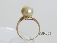 Elegant 10.5mm Golden South Sea Pearl Ring In 14kt Yellow Gold & Diamonds