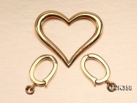 24x40mm Heart-shaped Golden 18K Gold-plated Cupronickel Clasp