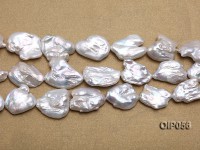 Wholesale 20x30mm White Baroque Pearl String