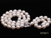 8-9mm White Rice-shaped Freshwater Pearl Necklace and Bracelet Set
