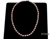 7-8mm Pink Rice-shaped Freshwater Pearl Necklace, Bracelet and earrings Set