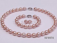 9-10mm Lavender Rice-shaped Freshwater Pearl Necklace, Bracelet and earrings Set