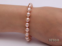7-8mm Pink Rice-shaped Freshwater Pearl Necklace and Bracelet Set