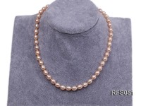 7-8mm Pink Rice-shaped Freshwater Pearl Necklace and earrings Set