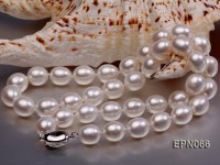 Classic 9-10mm AAA White Oval Cultured Freshwater Pearl Necklace