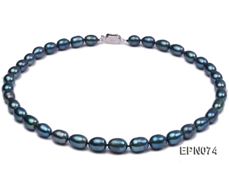 8-9mm Oval Peacock Blue Freshwater Pearl Necklace