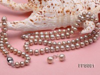 7-8mm AA Champagne Flat Freshwater Pearl Necklace, Bracelet and Stud Earrings Set
