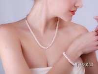 5-6mm AA White Flat Freshwater Pearl Necklace and Bracelet Set