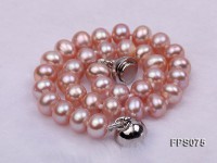 6-7mm AA Lavender Flat Freshwater Pearl Necklace, Bracelet and Stud Earrings Set