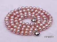 6-7mm AA Lavender Flat Freshwater Pearl Necklace and Stud Earrings Set