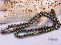 6-7mm AA Peacock Green Freshwater Pearl Necklace and Stud Earrings Set