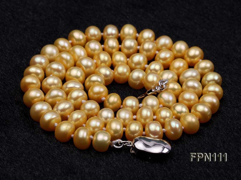Classic 7-8mm AA Golden Flat Cultured Freshwater Pearl Necklace