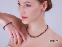 6-7mm AA Dark-purple Flat Freshwater Pearl Necklace and Bracelet Set