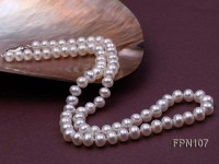 Classic 7-8mm AA White Flat Cultured Freshwater Pearl Necklace
