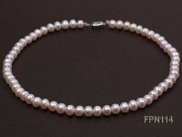 Classic 8-9mm AA White Flat Cultured Freshwater Pearl Necklace