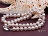 9-10mm AA White Flat Freshwater Pearl Necklace and Stud Earrings Set