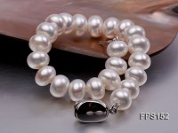 10-11mm AA White Flat Freshwater Pearl Necklace, Bracelet and Stud Earrings Set
