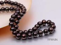 9-10mm AA Dark-coffee Flat Freshwater Pearl Necklace, Bracelet and Stud Earrings Set