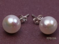 10-11mm AA White Flat Freshwater Pearl Necklace and Stud Earrings Set
