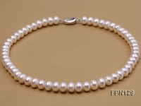 Classic 10-11mm White Flat Cultured Freshwater Pearl Necklace