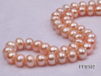 10-11mm AA Pink Flat Freshwater Pearl Necklace and Stud Earrings Set