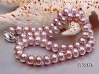 10-11mm AA Light-purple Flat Freshwater Pearl Necklace, Bracelet and Stud Earrings Set