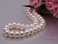 11-12mm AA White Flat Freshwater Pearl Necklace and Stud Earrings Set