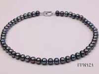 Classic 9-10mm Black Flat Cultured Freshwater Pearl Necklace