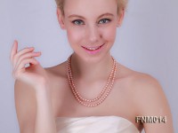 2 Strand Flat Pink Freshwater Pearl Necklace