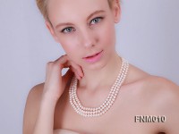 3 strand flatly white freshwater pearl necklace