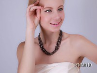 3 Strand Flat Black Freshwater Pearl Necklace