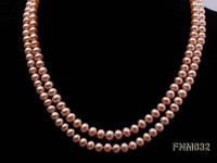 7-8mm 2 strand flatly pink freshwater pearl necklace