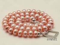 Classic 9-10mm AAA Pink Flat Cultured Freshwater Pearl Necklace