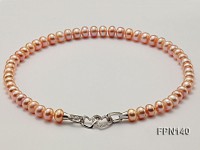 Classic 9-10mm AAA Pink Flat Cultured Freshwater Pearl Necklace