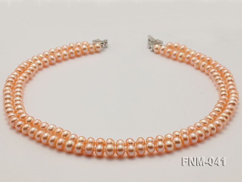 6-7mm High Quality Flatly Round Pearl Necklace with Stering Silver Clasp