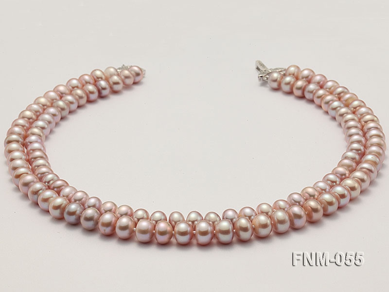 9-10mm High Quality Flatly Round Pearl Necklace with Stering Silver Clasp