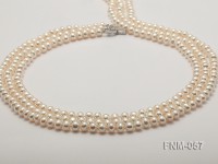7mm High Quality Flatly Round Pearl Necklace with Stering Silver Clasp