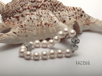 10-11mm Round White Pearl Bracelet with Zircon Accessory