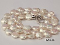 12-13mm White Coin Freshwater Pearl Necklace